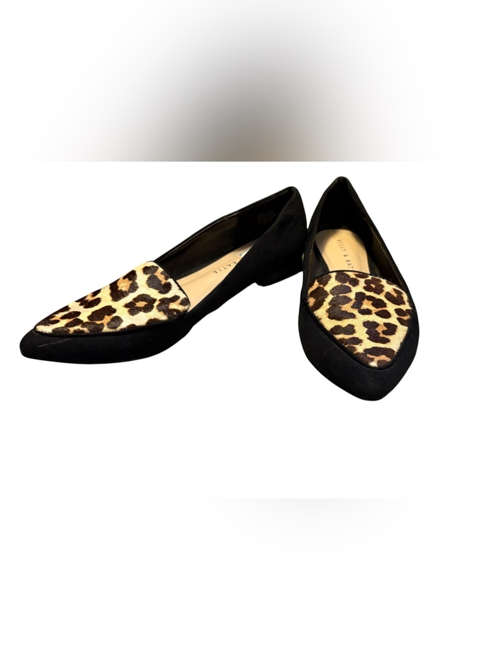 Kelly & Katie Leopard Print Pointed Toe Flats Size 7.5 Black